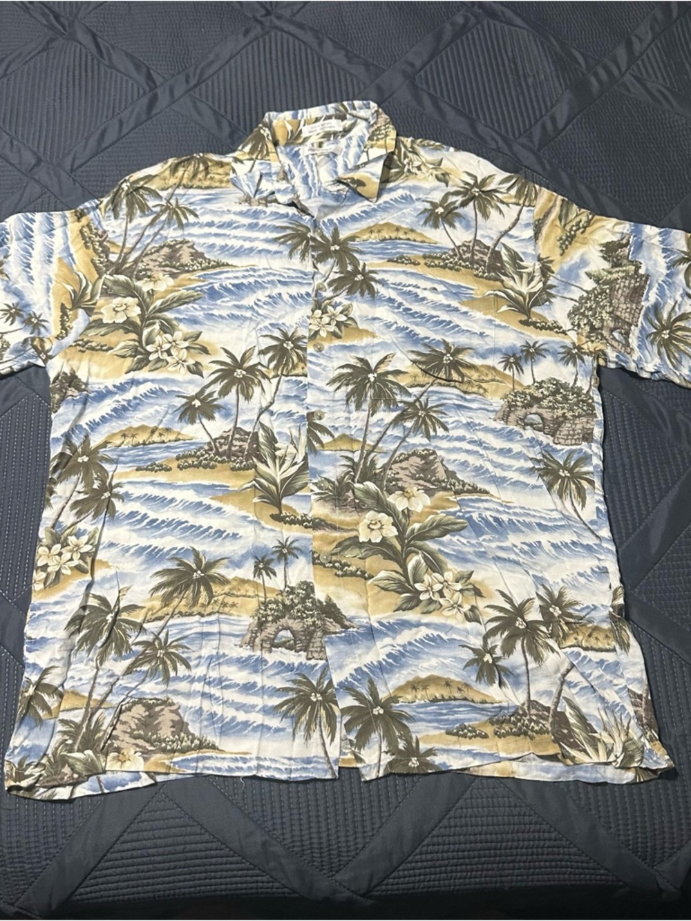Pierre Cardin Mens XL Short Sleeve AOP Tropical Print 100% Rayon Palm Trees